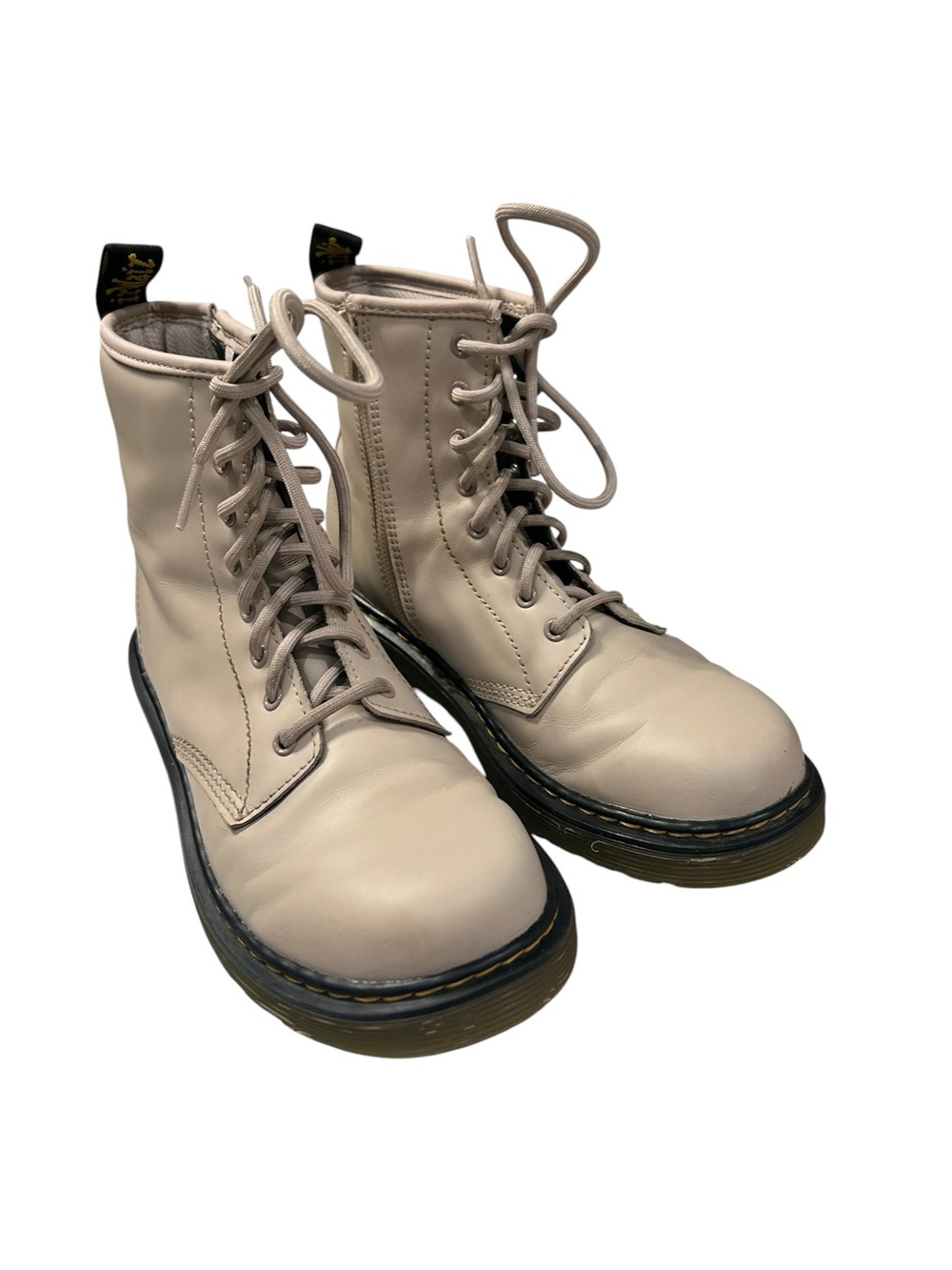 Dr. Martens Kids Lace-Up Boots – Girls Size 5 | Beige Leather